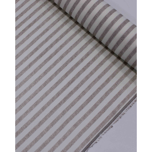 Tecido Linho Misto Listrado Vermelho e Offwhite