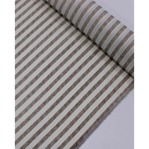 Tecido Linho Misto Listrado Marrom e Offwhite