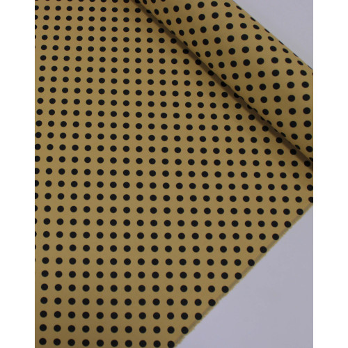 Teicdo Linho Misto Poá Preto e Amarelo Queimado