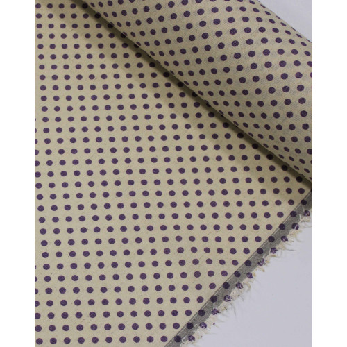 Tecido Linho Misto Micro Poá Roxo e Cru