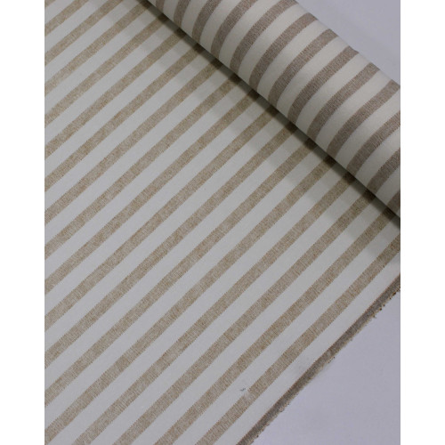 Tecido Linho Misto Listrado Caramelo e Offwhite