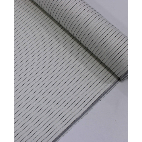 Tecido Linho Misto Risca de Giz Preto e Offwhite