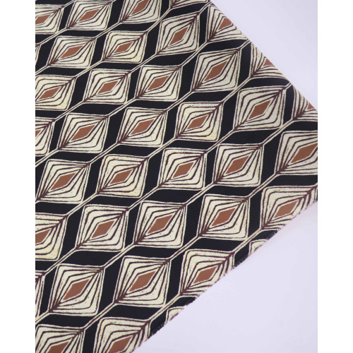 Tecido Viscose Italiano Estampa Étnica Marrom, Amarelo e Preto