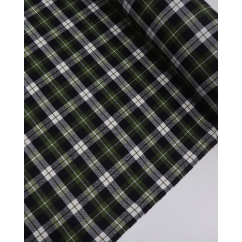Tecido Flanela Mista Multi Quadriculado Branco, Preto e Verde
