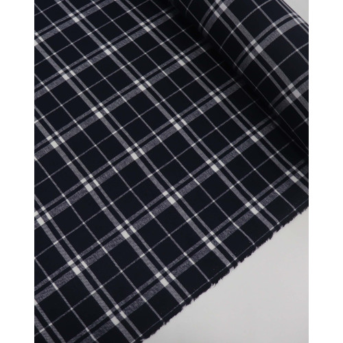 Tecido Flanela Mista Xadrez Duplo Branco e Azul Marinho Noite