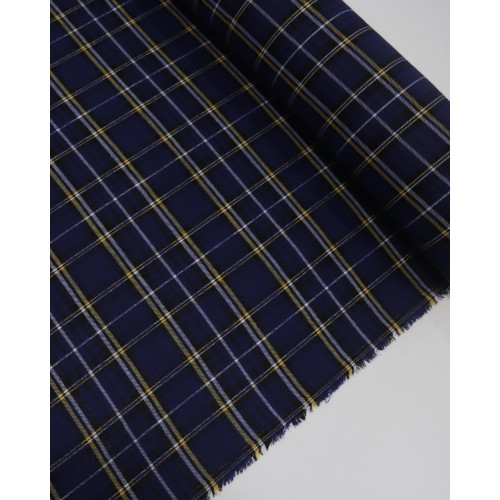 Tecido Flanela Mista Xadrez Duplo Branco, Amarelo, Preto e Azul Marinho Noite