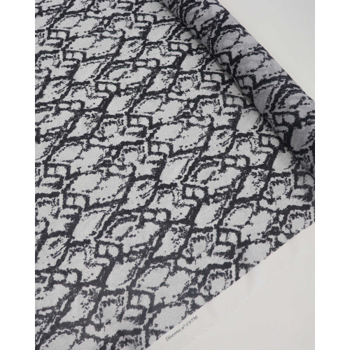 Tecido Crepe Chiffon Italiano Estampa Abstrata Cinza e Preto