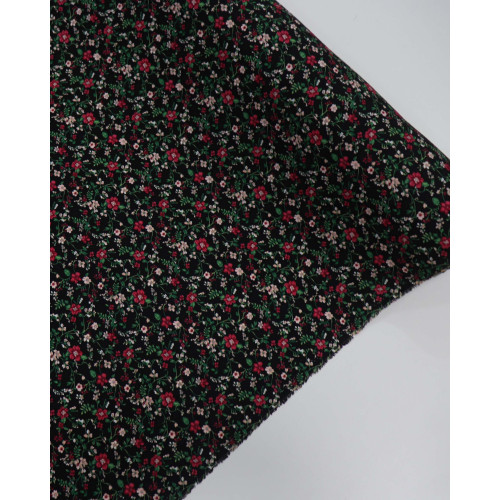 Tecido Viscose Texturizada Liberty Vermelho, Verde e Preto