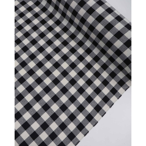 Tecido Flanela Mista Quadriculado Preto e Cru