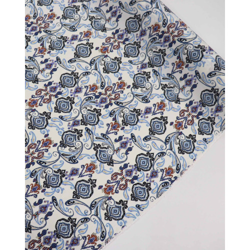 Tecido Viscose Estampa Boho Terracota e Azul