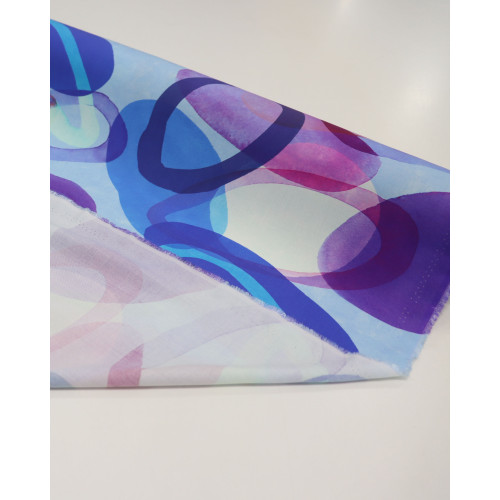 Tecido Viscose Italiano Arcos Flutuantes em Aquarela Tons Frios
