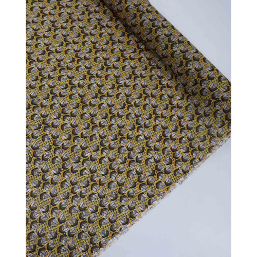 Tecido Crepe Chiffon Texturizado Italiano Micro Estampa Amarelo