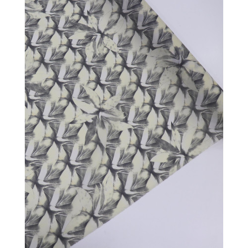 Tecido Cetim Italiano Multi Floral Amarelo Requinte e Cinza