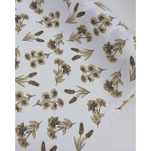 Tecido Crepe Koshibo Multi Floral Bege e Offwhite