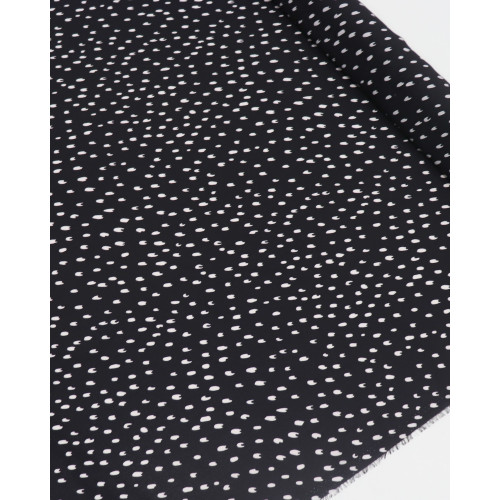 Tecido Crepe GGT Italiano Pingos Branco e Preto
