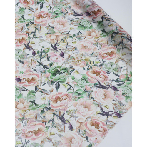Tecido Crepe Chiffon Italiano Tapete Floral Colorido