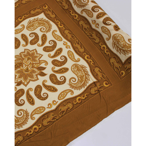 Tecido Viscose Sarjada Premium Mandalas, Cashmere e Onças em Recorte Caramelo e Creme