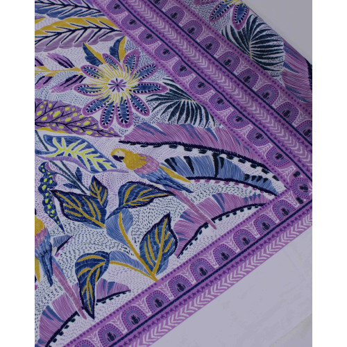 Tecido Tricoline Premium Macro Estampa Tropical em Lenço Colorido e Branco