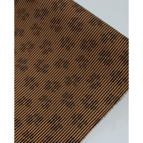 Tecido Viscose Texturizada Listras Pontilhadas e Flores Abstratas Preto e Argila