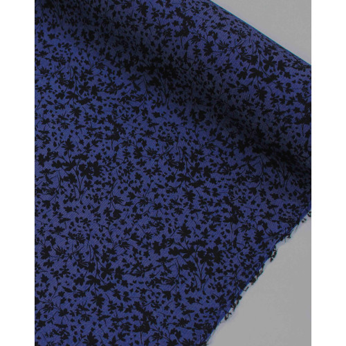 Tecido Tencel Micro Ramos Preto e Azul Marinho Noite