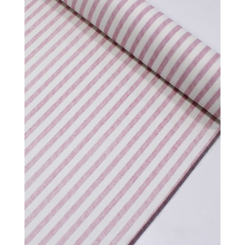 Tecido Linho Misto Listrado Rosa e Offwhite
