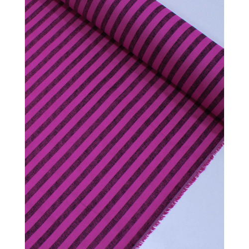 Tecido Linho Misto Listrado Preto e Rosa