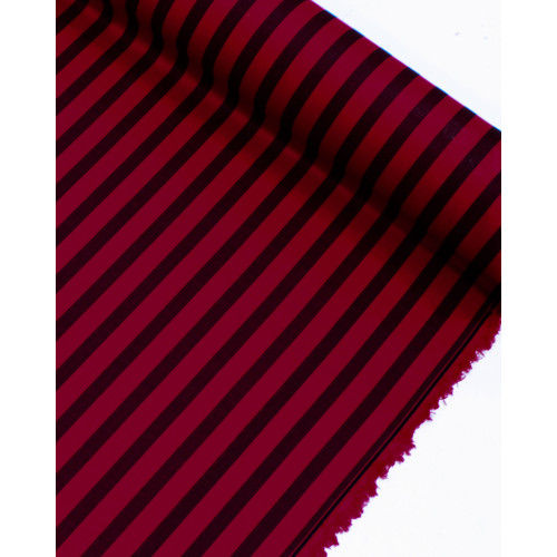 Tecido Micro Fibra Alfaiataria Listrado Preto e Vermelho