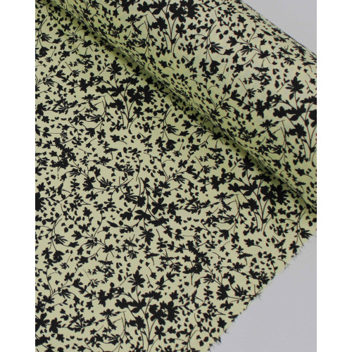 Tecido Viscose Micro Ramos Preto e Amarelo Requinte