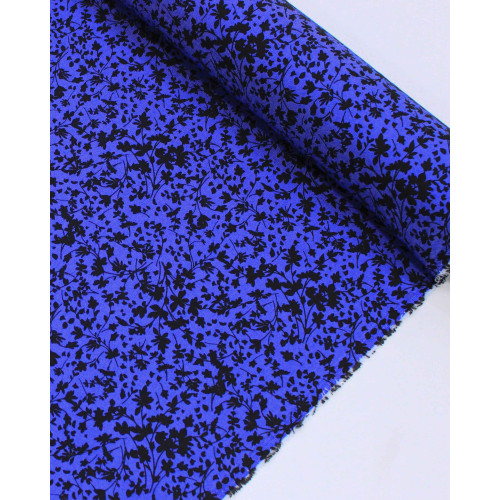 Tecido Tencel Micro Ramos Preto e Azul Bic