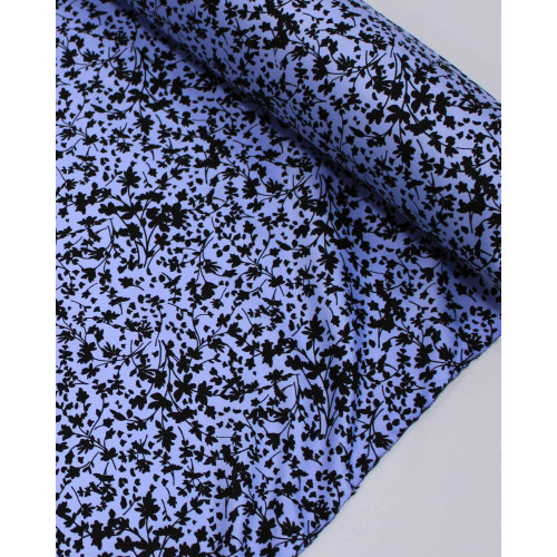 Tecido Tencel Micro Ramos Preto e Aul Ardósia