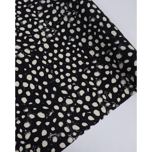 Tecido Viscose Macro Pingos Offwhite e Preto
