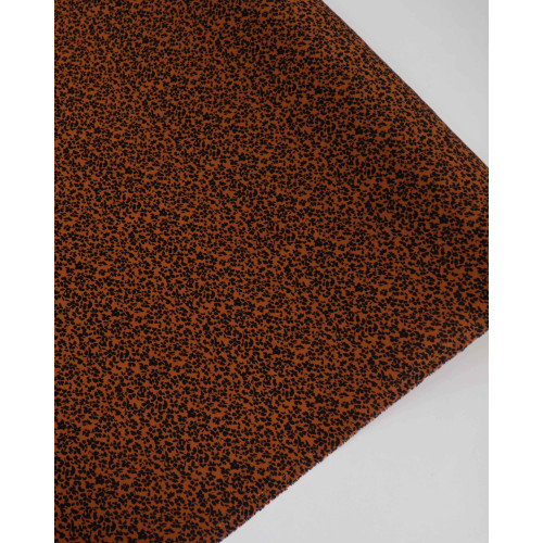 Tecido Viscose Micro Pétalas Preto e Ferrugem