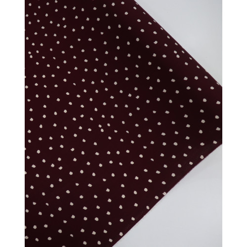 Tecido Viscose Texturizada Pingos Irregulares Offwhite e Borgonha