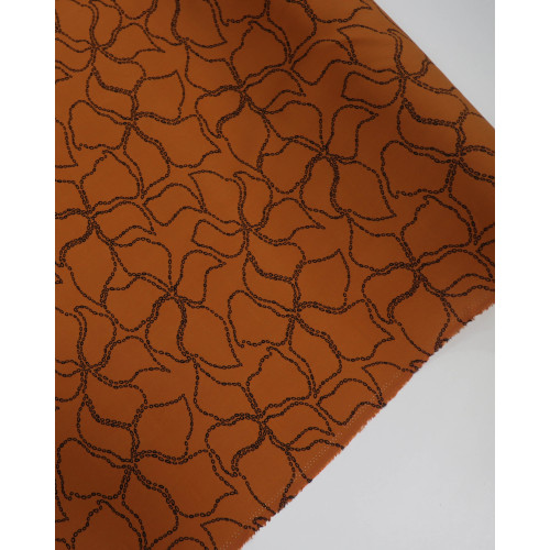 Tecido Viscose Tapete Floral Abstrato Preto e Ferrugem