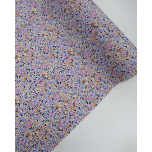 Tecido Viscose Texturizada Floral Liberty Tons de Rosa e Azul
