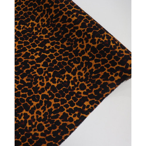 Tecido Viscose Macro Animal Print Preto e Amarelo Queimado