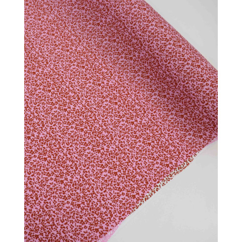 Tecido Viscose Micro Pétalas Terracota e Rosa