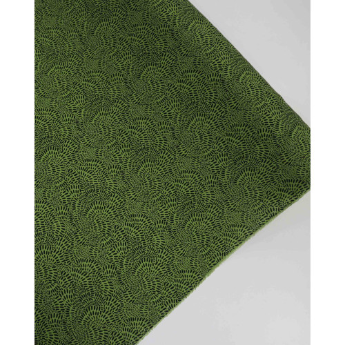 Tecido Viscose Circulados Pontilhados Preto e Verde Musgo