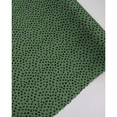 Tecido Viscose Texturizada Poá Regular em Riscos Preto e Verde Jade
