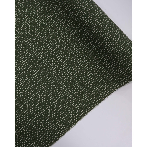 Tecido Viscose Micro Pingos Creme e Verde Militar