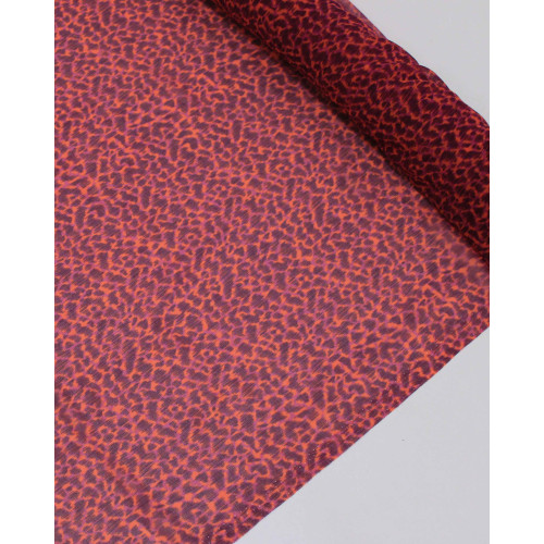 Tecido Crepe Chiffon Animal Print Roxo e Vermelho