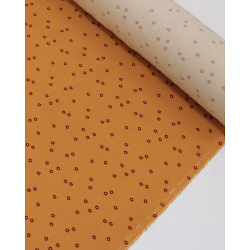 Tecido Viscose Premium Micro Liberty Branco, Vermelho e Ferrugem