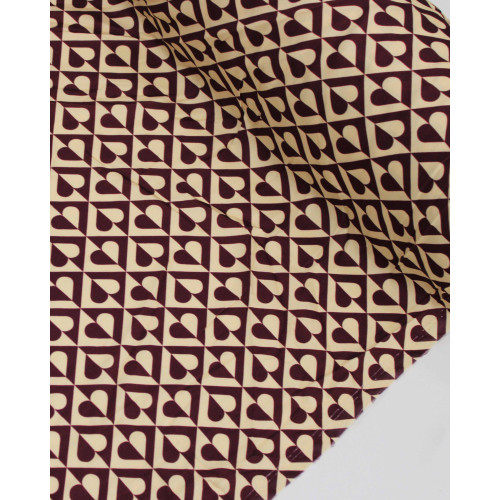 Teicdo Viscose Premium Corações Geométricos Roxo Imperial e Creme