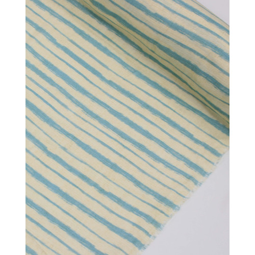 Tecido Tricoline Mista Verano Flamê Premium Listras Verticais Creme e Azul