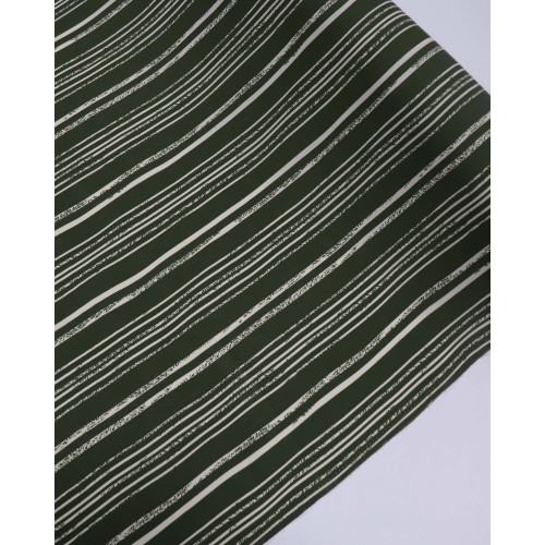 Tecido Viscose Multi Listras Creme e Verde Militar