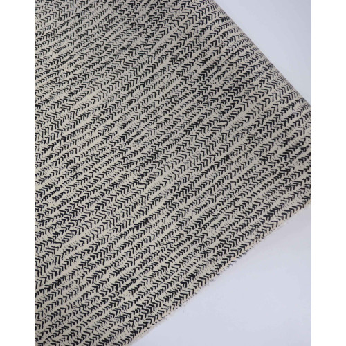 Tecido Viscose Texturizada Listras em Chevron Preto Mescla e Creme