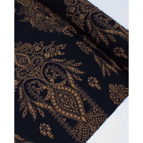 Tecido Viscose Arabescos em Cashmere Argila e Preto