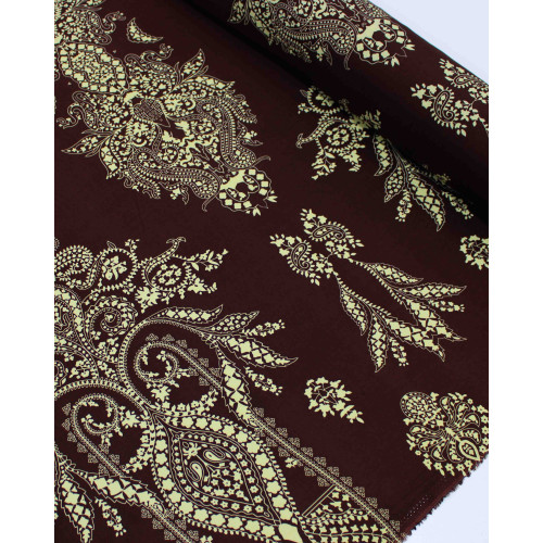 Tecido Viscose Arabescos em Cashmere Creme e Marrom