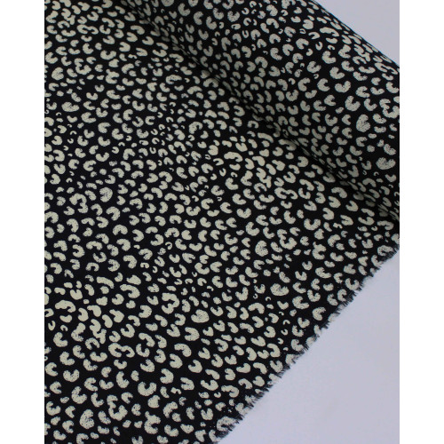 Tecido Viscose Animal Print Offwhite e Preto