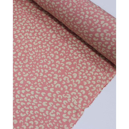 Tecido Viscose Animal Print Offwhie e Rosa